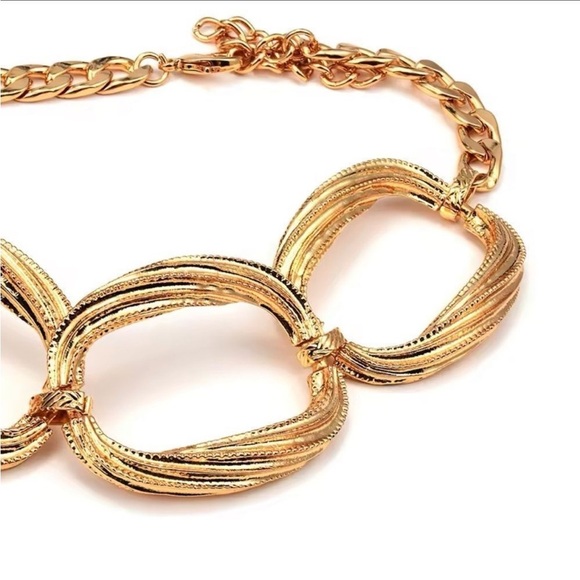 Zara Bold Gold-Plated Chain Link Chocker Necklace - Picture 2 of 5